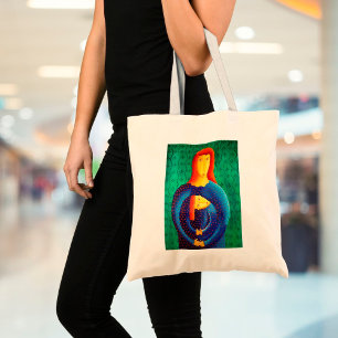Moeder en dochter hedendaagse kunst schilderen tote bag