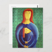 Moeder en dochter hedendaagse kunstschilderij briefkaart (Voorkant / Achterkant)