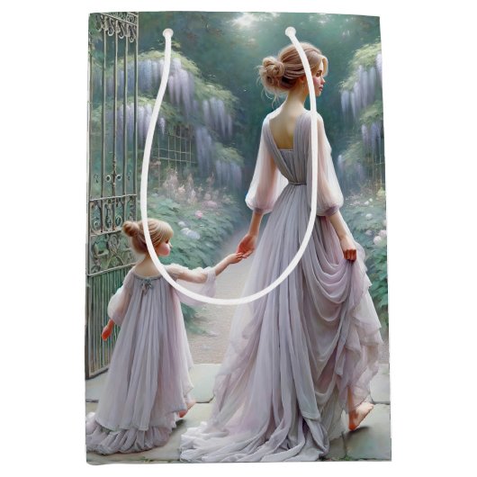 Moeder en dochter in Wisteria Medium Cadeauzakje (Voorkant)