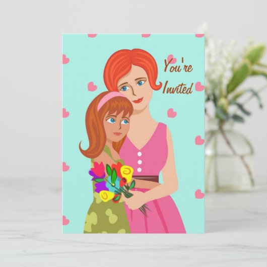 Moeder en dochter kaart (Staand voorkant)