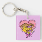 Moeder en dochter konijnenfeest geeft de voorkeur sleutelhanger (voorkant)