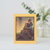 Moeder en dochter op de kust briefkaart (Staand voorkant)