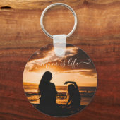 Moeder en dochter op het strand sleutelhanger (Voorkant)