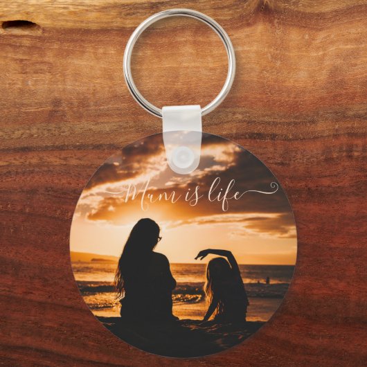 Moeder en dochter op het strand sleutelhanger (Voorkant)