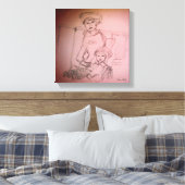 Moeder en dochter portret canvas afdruk (Insitu (Slaapkamer))