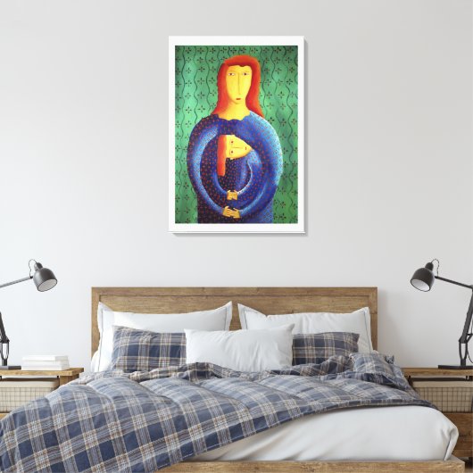 Moeder En Dochter Schilderij Hedendaagse Kunst Canvas Afdruk (Insitu (Slaapkamer))