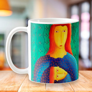 Moeder En Dochter Schilderij Hedendaagse Kunst Koffiemok