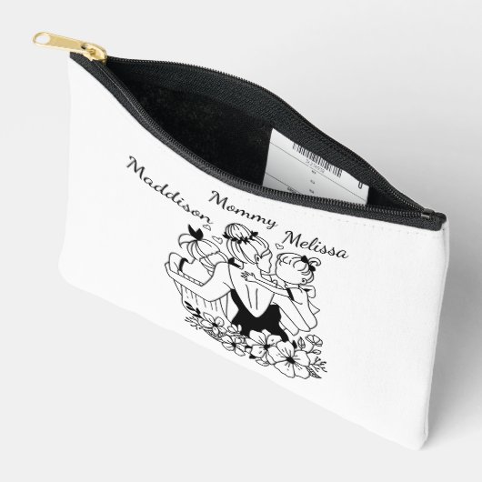 Moeder en dochter vullen kunst met namen etui (Open)