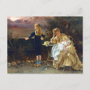 Moeder en haar kinderen door Alfred Stevens Briefkaart