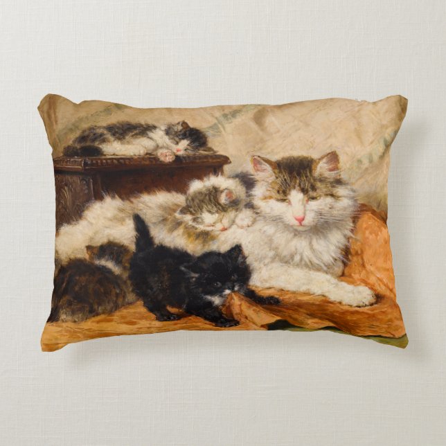 Moeder en Haar Kittens Accent Kussen (Voorkant)