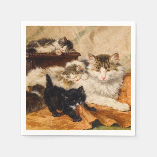 Moeder en Haar Kittens Servet (Voorkant)