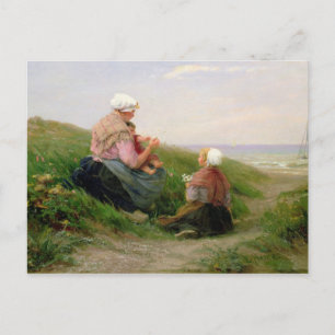 Moeder en haar kleine kinderen briefkaart