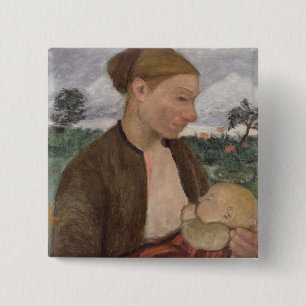 Moeder en kind, 1903 vierkante button 5,1 cm