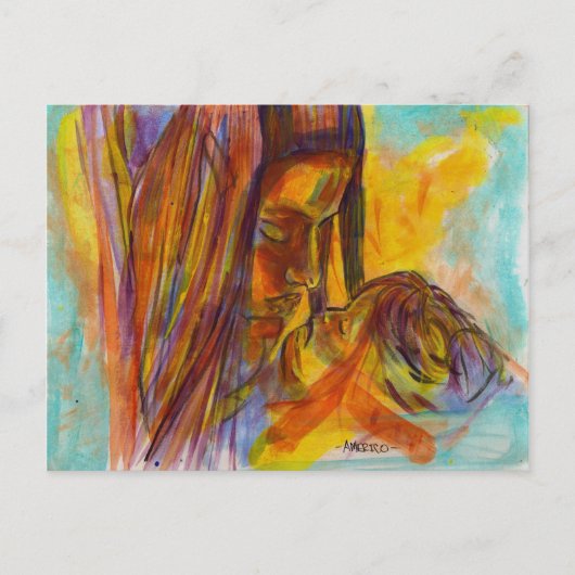 moeder en kind briefkaart (Voorkant)