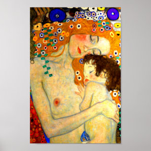 Moeder en kind door Gustav Klimt Art Nouveau Poster