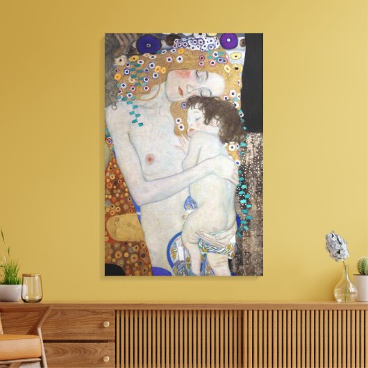 Moeder en kind door Gustav Klimt Canvas Afdruk (Insitu (Woonkamer))