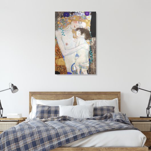Moeder en kind door Gustav Klimt Canvas Afdruk (Insitu (Slaapkamer))