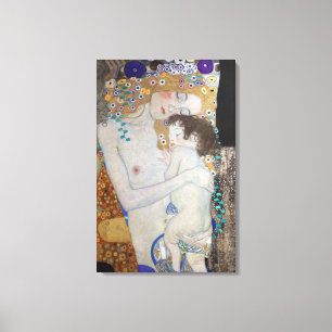 Moeder en kind door Gustav Klimt Canvas Afdruk