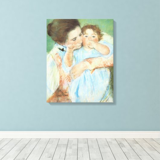 Moeder en kind door Mary Cassatt,  Kunst Canvas Afdruk (Insitu (Houten vloer))