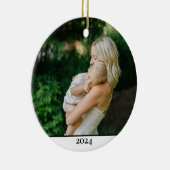 Moeder en kind foto jaar kerst keramisch ornament (Rechts)