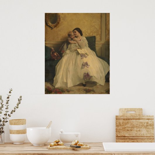 Moeder en kind - Gustave Leonard de Jonghe Poster (Keuken)