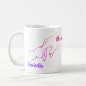 Moeder en kind handen gepersonaliseerde mok (Links)