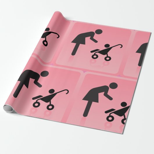 Moeder en kind icoon cadeaupapier (Uitgerold)