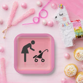 Moeder en kind icoon papieren bordje