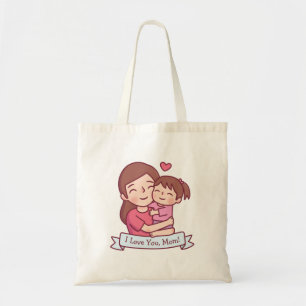 Moeder en kind, ik hou van je mama, Moederdag Tote Bag