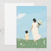 Moeder en kind in een bloeiende weide kaart (Voorkant / Achterkant)