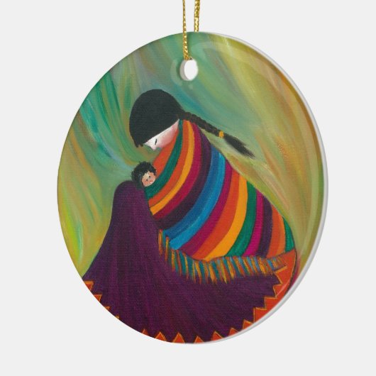 Moeder en kind keramisch ornament (Links)