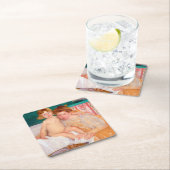 Moeder en kind, Mary Cassatt Vierkante Kartonnen Onderzetter (Insitu)