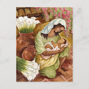 MOEDER EN KIND MET CALA LILILIES - MULTI BRIEFKAART