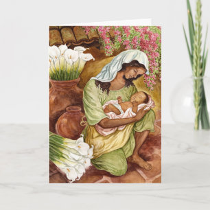 Moeder en kind met Calla lelies Kaart