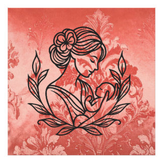 Moeder en Kind Muurkunst – 40 X 40 Babykamer Foto Afdruk