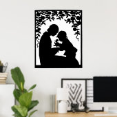 moeder en kind Silhouette Print (Thuiskantoor)