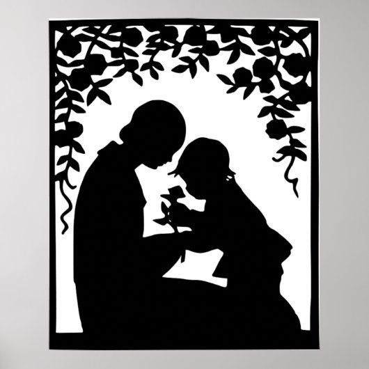 moeder en kind Silhouette Print (Voorkant)