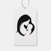 Moeder en kind Silhoutte New Baby Cadeaulabel (Voorkant)