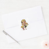 Moeder en kinderen vierkante sticker (Envelop)