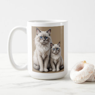 Moeder en Kitten Ragdoll Kattenkunstwerk Hartverwa Koffiemok