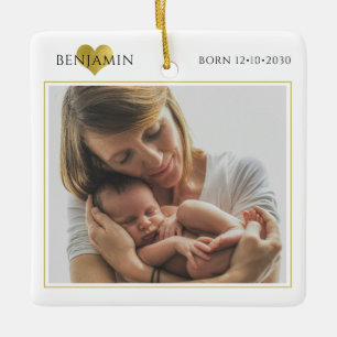Moeder en pasgeboren foto keramisch ornament