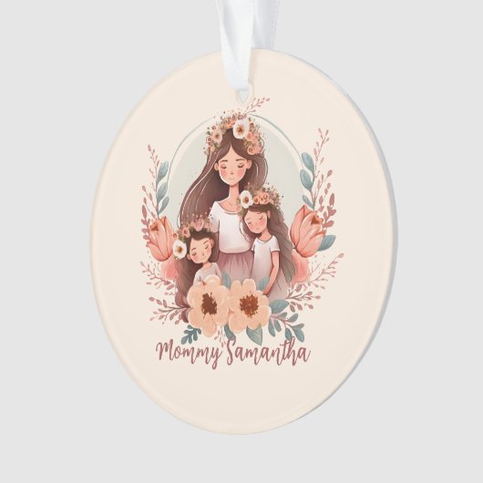 Moeder en twee dochters in het Lijst Ornament (voorkant)