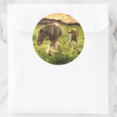 Moeder- en veefpaard ronde sticker (Tas)