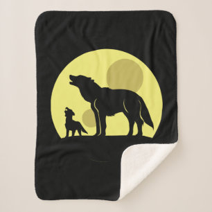Moeder en Wolf Pup Sherpa Deken