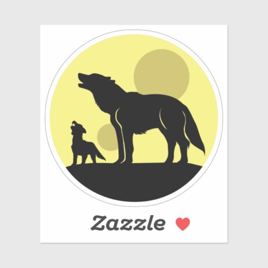 Moeder en Wolf Pup Sticker (Vel)