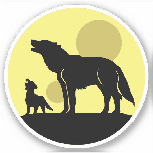 Moeder en Wolf Pup Sticker (Voorkant)