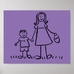 Moeder en zoon Aangepaste familiekarakters Art Pos Poster