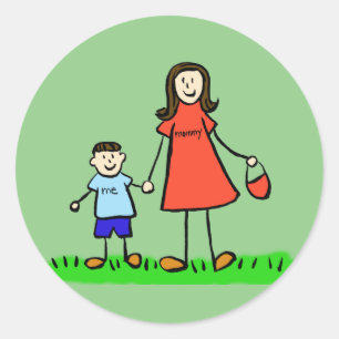 Moeder en zoon Familie Karakters mama stickers