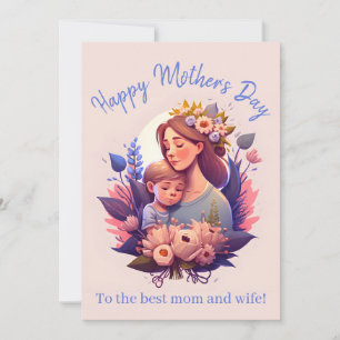 Moeder en zoon Happy Moederdag Kaart