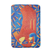 Moeder en zoon met goudvis Moderne kunst schildere Badmat (Voorkant Verticaal)